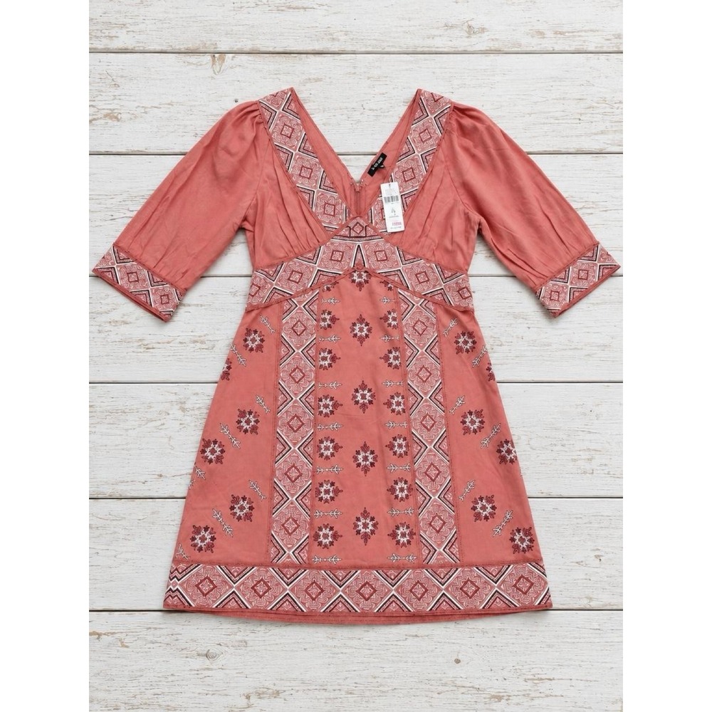 Love Sam Anthropologie Monterrey Embroidered Tunic Dress Pink MP NWT Retail $395